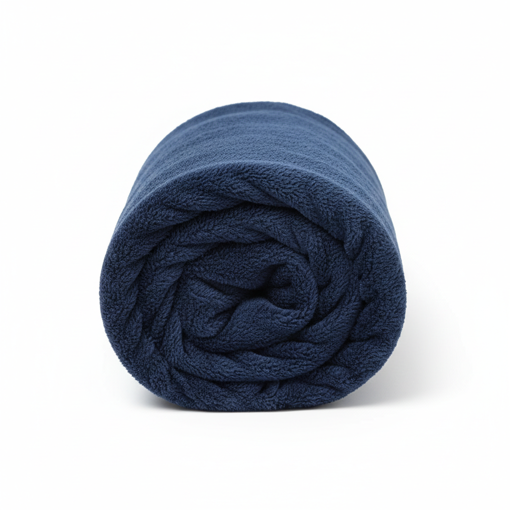 Polar fleece fabric navy blue rolled bolt